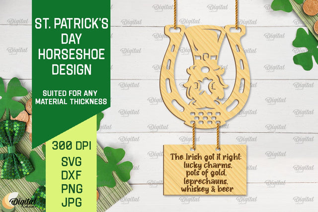 St. Patrick's Day Horseshoe SVG. Horseshoe Laser Cut SVG Evgenyia Guschina 