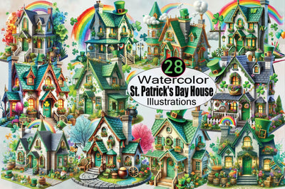 St. Patrick's Day House Clipart Sublimation Clipart Bundle Sublimation SVGArt 