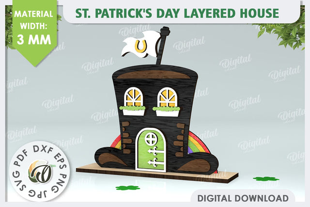 St. Patrick's Day House Laser Cut. Layered House SVG SVG Evgenyia Guschina 