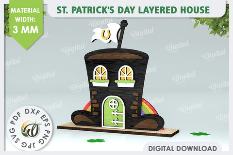 St. Patrick's Day House Laser Cut. Layered House SVG SVG Evgenyia Guschina 