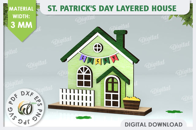 St. Patrick's Day House Laser Cut. Layered House SVG SVG Evgenyia Guschina 
