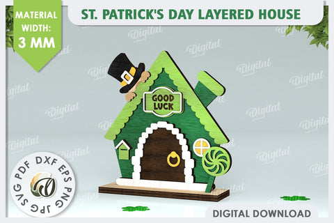 St. Patrick's Day House Laser Cut. Layered House SVG SVG Evgenyia Guschina 