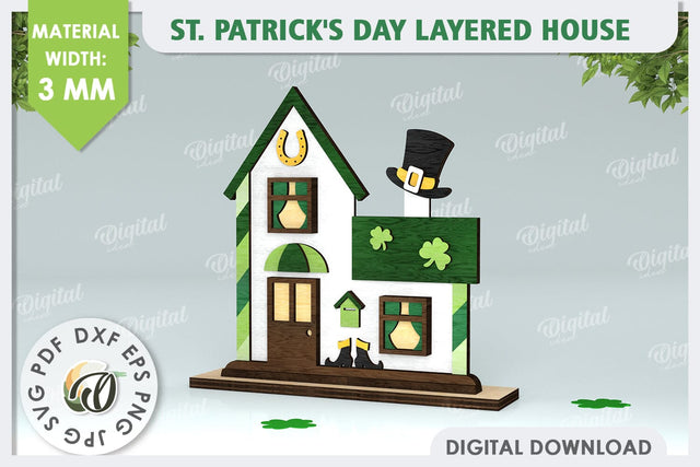 St. Patrick's Day House Laser Cut. Layered House SVG SVG Evgenyia Guschina 