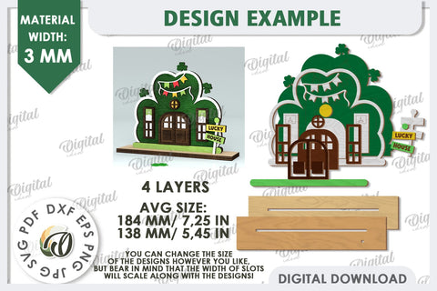 St. Patrick's Day House Laser Cut. Layered House SVG SVG Evgenyia Guschina 