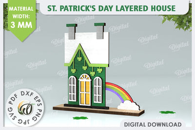 St. Patrick's Day House Laser Cut. Layered House SVG SVG Evgenyia Guschina 