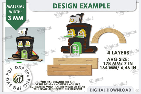 St. Patrick's Day House Laser Cut. Layered House SVG SVG Evgenyia Guschina 