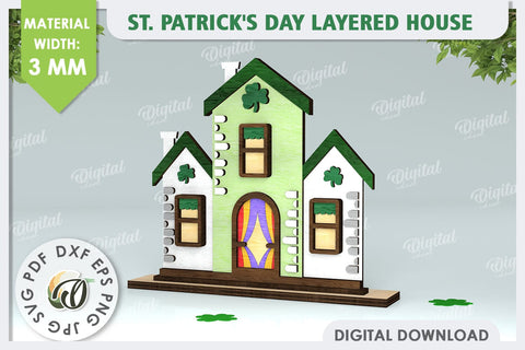 St. Patrick's Day House Laser Cut. Layered House SVG SVG Evgenyia Guschina 