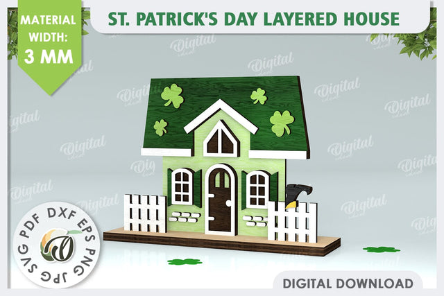 St. Patrick's Day House Laser Cut. Layered House SVG SVG Evgenyia Guschina 