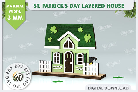St. Patrick's Day House Laser Cut. Layered House SVG SVG Evgenyia Guschina 