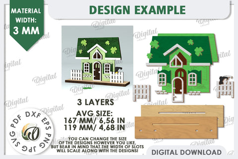 St. Patrick's Day House Laser Cut. Layered House SVG SVG Evgenyia Guschina 