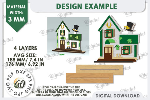St. Patrick's Day House Laser Cut. Layered House SVG SVG Evgenyia Guschina 