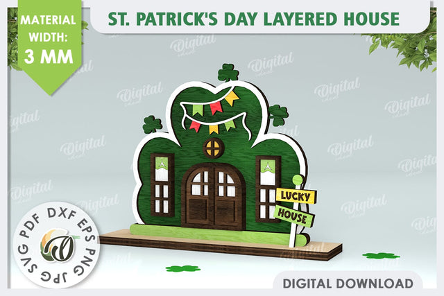 St. Patrick's Day House Laser Cut. Layered House SVG SVG Evgenyia Guschina 