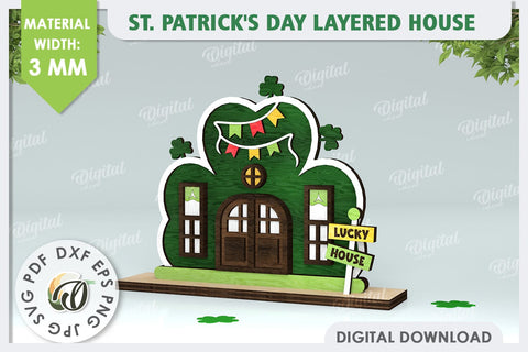 St. Patrick's Day House Laser Cut. Layered House SVG SVG Evgenyia Guschina 