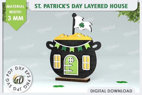 St. Patrick's Day Houses Laser Cut Bundle. Layered Houses SVG Evgenyia Guschina 