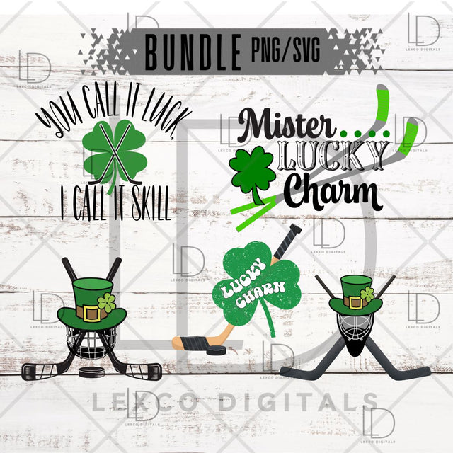 St. Patrick's Day Irish Bundle Hockey SVG/PNG Instant Download Sublimation Images Hoodies Crew Neck Tshirt Car Decal Tumbler Team Shirts SVG Lexco Digitals 