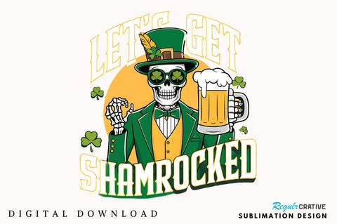St. Patrick's Day Irish Skeleton Beer Sublimation Design Sublimation Regulrcrative 
