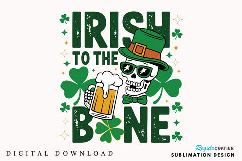 St. Patrick's Day Irish Skeleton Beer Sublimation Design Sublimation Regulrcrative 