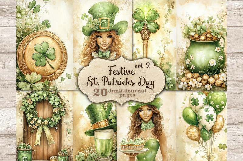 St. Patricks Day Junk Journal Kit | Scrapbooking Ephemera SVG GlamArtZhanna 