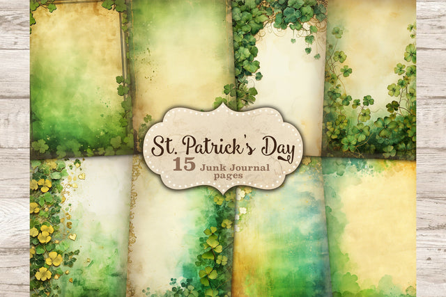 St. Patrick's Day Junk Journal Pages | Blank Scrapbook Paper SVG GlamArtZhanna 