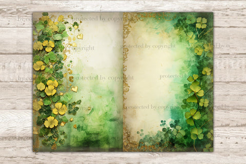 St. Patrick's Day Junk Journal Pages | Blank Scrapbook Paper SVG GlamArtZhanna 