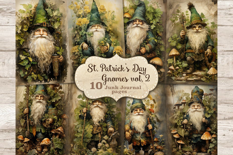 St. Patrick's Day Junk Journal Pages | Gnome Printable Set SVG GlamArtZhanna 