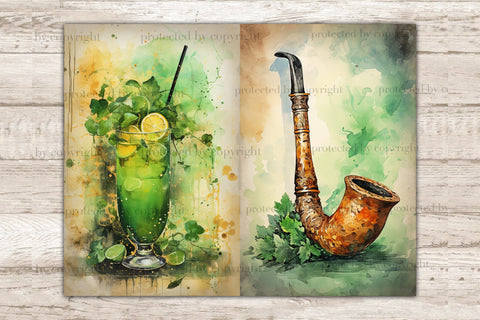 St Patricks Day Junk Journal Pages | Green Printable Journal SVG GlamArtZhanna 