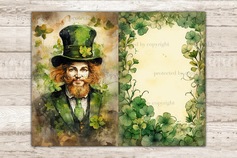 St. Patrick's Day Junk Journal Pages | Leprechaun Printable SVG GlamArtZhanna 