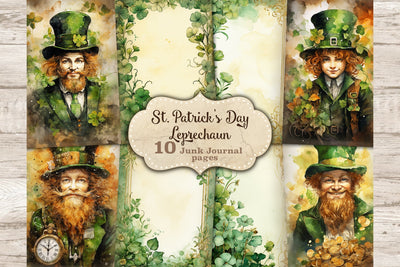 St. Patrick's Day Junk Journal Pages | Leprechaun Printable SVG GlamArtZhanna 