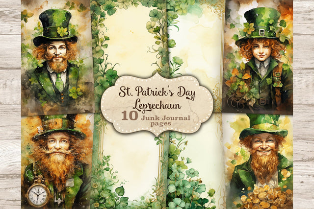St. Patrick's Day Junk Journal Pages | Leprechaun Printable SVG GlamArtZhanna 