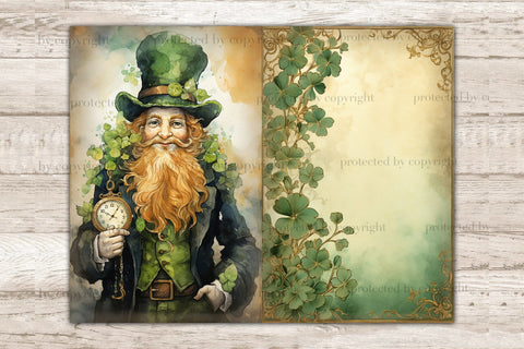 St. Patrick's Day Junk Journal Pages | Leprechaun Printable SVG GlamArtZhanna 