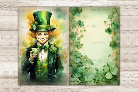 St. Patrick's Day Junk Journal Pages | Leprechaun Printable SVG GlamArtZhanna 