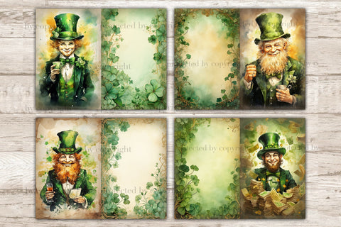 St. Patrick's Day Junk Journal Pages | Leprechaun Printable SVG GlamArtZhanna 
