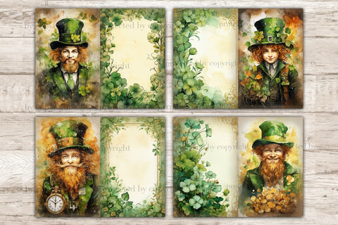 St. Patrick's Day Junk Journal Pages | Leprechaun Printable SVG GlamArtZhanna 