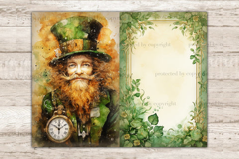 St. Patrick's Day Junk Journal Pages | Leprechaun Printable SVG GlamArtZhanna 