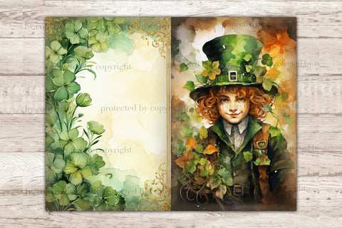 St. Patrick's Day Junk Journal Pages | Leprechaun Printable SVG GlamArtZhanna 