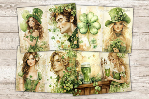 St. Patricks Day Junk Journal Pages | Shamrock Printable SVG GlamArtZhanna 