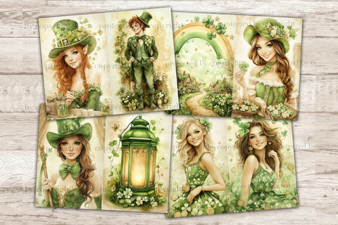 St. Patricks Day Junk Journal Pages | Shamrock Printable SVG GlamArtZhanna 