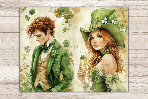 St. Patricks Day Junk Journal Pages | Shamrock Printable SVG GlamArtZhanna 