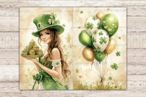 St. Patricks Day Junk Journal Pages | Shamrock Printable SVG GlamArtZhanna 