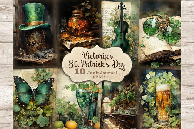 St Patricks Day Junk Journal Pages | Victorian Ephemera SVG GlamArtZhanna 