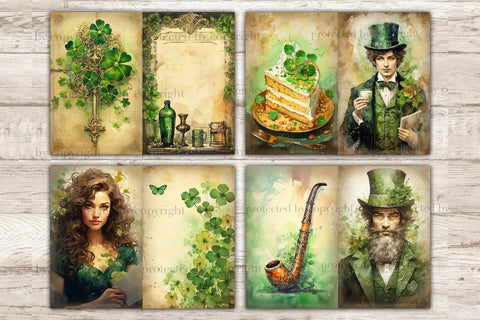 St. Patrick's Day Junk Journal Paper | Digital Collage Sheet SVG GlamArtZhanna 