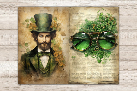 St. Patrick's Day Junk Journal Paper | Digital Collage Sheet SVG GlamArtZhanna 
