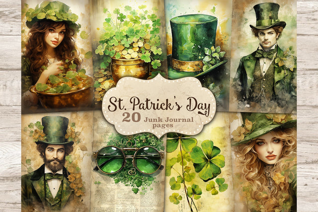 St. Patrick's Day Junk Journal Paper | Digital Collage Sheet SVG GlamArtZhanna 