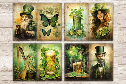 St. Patrick's Day Junk Journal Paper | Digital Collage Sheet SVG GlamArtZhanna 