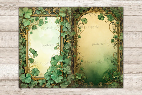 St. Patrick's Day Junk Journal Paper | Shamrock Printable SVG GlamArtZhanna 
