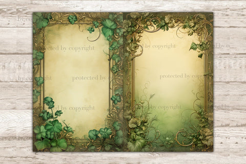 St. Patrick's Day Junk Journal Paper | Shamrock Printable SVG GlamArtZhanna 