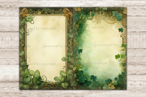 St. Patrick's Day Junk Journal Paper | Shamrock Printable SVG GlamArtZhanna 