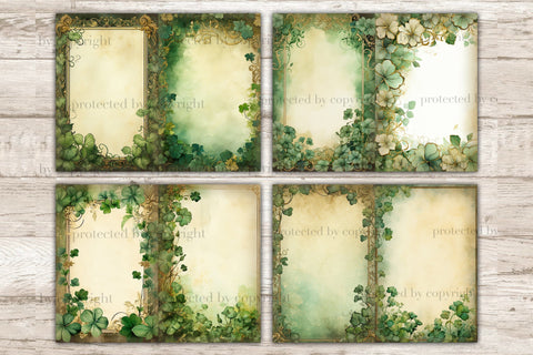 St. Patrick's Day Junk Journal Paper | Shamrock Printable SVG GlamArtZhanna 