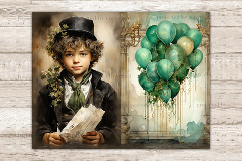 St. Patrick's Day Junk Journal Paper | Victorian Printable SVG GlamArtZhanna 