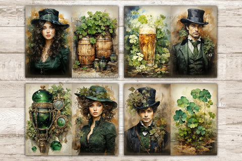 St. Patrick's Day Junk Journal Paper | Victorian Printable SVG GlamArtZhanna 